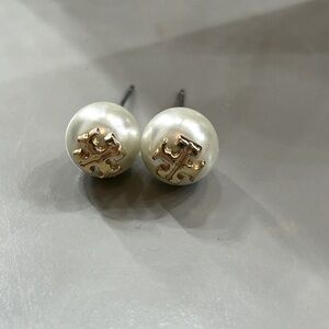 Tory Burch Pearl Emblem Earrings